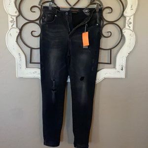 Black RISEN jeans sz 9/29 high waist distressed ankle skinny